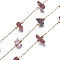 Brass Paperclip Chains, Nickel Free, with Strawberry Chips, Unwelded, Real 16K Gold Plated, Rosy Brown, 3~13x3~9x2~5mm