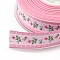 Flower Printed Grosgrain Ribbons, Pearl Pink, 1 inch(25mm), about 100yards/roll(91.44m/roll)