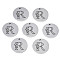 Non-Tarnish 304 Stainless Steel Charms, Laser Cut, Designed Letter Engraved, Flat Round, Stainless Steel Color, Letter.R, 14x1mm, Hole: 1.2mm