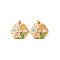 304 Stainless Steel Rhinestone Pendants, with Enamel, Flower Charm, with Jump Ring, Ion Plating(IP), Colorful, 18.5x18x3mm, Hole: 2.5mm