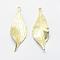 Brass Pendants, Lead Free & Cadmium Free & Nickel Free, Leaf, Raw(Unplated), 46x15x2mm, Hole: 2mm