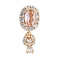 Rack Plating Brass Micro Pave Cubic Zirconia Pendants, Long-Lasting Plated, Lead Free & Cadmium Free, Oval with Heart, Light Gold, 17x7.5mm, Hole: 4.5mm