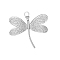 304 Stainless Steel Insect Pendants, Dragonfly Charm, Stainless Steel Color, 44x42mm