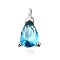 Brass Micro Pave Cubic Zirconia Pendants, Cadmium Free & Nickel Free & Lead Free, Teardrop Charms, Platinum, Deep Sky Blue, 9.5x5x4mm, Hole: 1.4mm