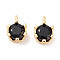 Brass Micro Pave Cubic Zirconia Charms, Cadmium Free & Nickel Free & Lead Free, Flat Round, Real 18K Gold Plated, Black, 8x6x4.8mm, Hole: 1.6mm