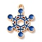 Christmas Zinc Alloy Enamel Pendants, Light Gold, Snowflake, 22x17x2mm, Hole: 1.6mm