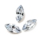 Glass Rhinestone Cabochons, Pointed Back & Back Plated, Faceted, Horse Eye, Light Sapphire, 8x4x3mm