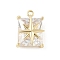 Brass Micro Pave Cubic Zirconia Pendants, Cadmium Free & Nickel Free & Lead Free, Rectangle with Star, Real 14K Gold Plated, 16x11.5x7mm, Hole: 1.5mm