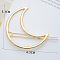 Alloy Geometric Hair Barrettes, Frog Buckle Hairpin for Women, Girls, Moon, Golden, 63x53mm