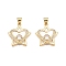 Brass Micro Pave Clear Cubic Zirconia Pendants, Cadmium Free & Lead Free, with Shell, Star & Heart Charms, Real 18K Gold Plated, 21x19.5x4.5mm, Hole: 5x3.5mm