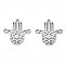 Tarnish Resistant 201 Stainless Steel Links Connectors, Laser Cut, for Religion, Hamsa Hand/Hand of Fatima/Hand of Miriam, Stainless Steel Color, 18.5x18x1mm, Hole: 1.4mm