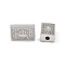 Brass Micro Pave Clear Cubic Zirconia Beads, Cadmium Free & Nickel Free & Lead Free, Rectangle with Crown, Platinum, 7.5x13x5mm, Hole: 2mm