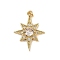 Brass Micro Pave Cubic Zirconia Pendants, Cadmium Free & Lead Free, Octagonal Star, with Jump Ring, Real 18K Gold Plated, 28.5x21.5x4.5mm, Hole: 3.2mm