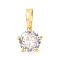Brass Micro Pave Cubic Zirconia Charms, Cadmium Free & Nickel Free & Lead Free, Flat Round, Real 18K Gold Plated, 12.5x7x6mm, Hole: 3x3.5mm