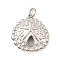Brass Pendants, Shell Shape, Long-Lasting Plated, Lead Free & Cadmium Free, Rack Plating, with Jump Ring, Platinum, 19x18.5x4mm, Hole: 3.5mm