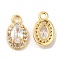 Brass and Clear Cubic Zirconia Pendants, Cadmium Free & Nickel Free & Lead Free, Oval, Real 18K Gold Plated, 11.5x7x3.5mm, Hole: 1.6mm