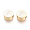 304 Stainless Steel Beads, Flat Round with Letter, Letter.F, 10x4.5mm, Hole: 2mm