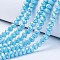 Electroplate Glass Beads Strands, Opaque Solid Color, AB Color Plated, Faceted, Rondelle, Deep Sky Blue, 8x6mm, Hole: 1mm, about 63~65pcs/strand, 39~40cm