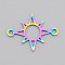 Ion Plating(IP) 201 Stainless Steel Links/Connectors, Laser Cut, Sun, Rainbow Color, 16x21x1mm, Hole: 1.8mm