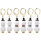 304 Stainless Steel & Gemstone Leverback Earrings, Snowman, Golden, 43x10mm, 3pairs/set