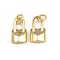 Brass Micro Pave Cubic Zirconia Pendants, Lock, with Jump Ring, Rack Plating, Long-Lasting Plated, Lead Free & Cadmium Free, Real 18K Gold Plated, 18.5x11x5.5mm, Hole: 4.5mm