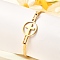201 Stainless Steel Flat Round Link Bangles for Women, Real 18K Gold Plated, Cross, 1/8 inch(0.4cm), Inner Diameter: 2 inch(5.1cm)x2-5/8 inch(6.6cm)