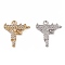 Brass Micro Pave Cubic Zirconia Pendants, Gun Shape, Random Left or Right, Clear, Platinum & Golden, 16x14x1.5mm, Hole: 1.4mm