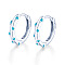 Elegant S925 Sterling Silver Hoop Earrings, with Light Blue Cubic Zirconia, Silver, 12x13mm