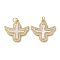 Brass Micro Pave Clear Cubic Zirconia Pendants, Cadmium Free & Lead Free, with Shell and Jump Ring, Real 18K Gold Plated, Wing, 20x21.5x3mm, Hole: 3mm