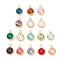 Ion Plating(IP) 304 Stainless Steel with K9 Glass, Real 18K Gold Plated, Mixed Color, 13.5x10x6.5mm, Hole: 2.5mm
