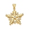 Brass Micro Pave Clear Cubic Zirconia Pendants, Snowflake, Rack Plating, Long-Lasting Plated, Lead Free & Cadmium Free, Real 18K Gold Plated, 23.5x22.5x3.5mm, Hole: 4.5x3.5mm