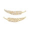 Brass Micro Pave Cubic Zirconia Connector Charms, Leaf Links, Real 18K Gold Plated, Cadmium Free & Nickel Free & Lead Free, 41x8.5x2mm, Hole: 1mm