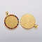 Alloy Pendant Cabochon Settings, Plain Edge Bezel Cups, with Rhinestone, Flat Round, Colorful, Golden, Tray: 25mm, 40x32x3mm, Hole: 4mm