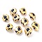 Cat Eye Beads, with Golden Tone Brass Findigs, Rhombus, Black, 25~29x20~24x13~14.5mm, Hole: 1.2~2mm