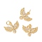 Brass Micro Pave Clear Cubic Zirconia Charms, with Jump Ring, Cadmium Free & Lead Free, Bird, Real 18K Gold Plated, 12.5x15x3mm, Hole: 3mm