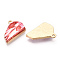 Printed Alloy Pendants, Light Glod, Triangle Cake, Light Coral, 14.5x18.5x2.5mm, Hole: 1.5mm