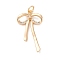 Rack Plating Brass Micro Pave Cubic Zirconia Pandants, Long-Lasting Plated, Lead Free & Cadmium Free, Bowknot Charms, with Jump Ring, Golden, 28x16x3mm, Hole: 3mm