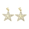 Rack Plating Star Brass Micro Pave Cubic Zirconia Pendants, Cadmium Free & Lead Free, Long-Lasting Plated, Real 18K Gold Plated, Clear, 23x22x2mm, Hole: 3x4mm