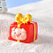 Christmas Themed Resin Gift Box Figurine, Micro Landscapes Ornament Accessories, Tomato, 27x25mm