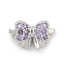 Brass Micro Pave Cubic Zirconia Slide Charms, Bowknot, Cadmium Free & Lead Free, Long-Lasting Plated, Rack Plating, Platinum, 7x11.5x4.5mm, Hole: 1.2mm
