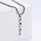 3Pcs 304 Stainless Steel Textured Letter Pendant Box Chain Necklaces, Stainless Steel Color, Letter I