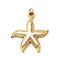 304 Stainless Steel Enamel Pendants, Ocean Theme Charms, Ion Plating(IP), Real 18K Gold Plated, Starfish, 25x22x3mm, Hole: 2.5mm