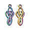 Ion Plating(IP) 304 Stainless Steel Pendants, Infinity with Heart Charm, Rainbow Color, 26x10x2mm, Hole: 2.5mm