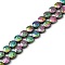 Electroplated Natural Lava Rock Beads Strands, Faceted, Flat Round, Rainbow Plated, 10~10.5x4.5~5mm, Hole: 0.8~1mm, about 40pcs/strand, 16.14''(41cm)