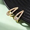 Teardrop Brass Micro Pave Clear Cubic Zirconia Cuff Earrings, Nickel Free, Real 18K Gold Plated, 20x8x16mm