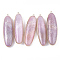 Natural Agate Big Pendants, with Brass Findings, Dyed, Oval, Golden, Flamingo, 73~74x20~22x12~16mm, Hole: 2mm