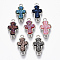 Alloy Links, with Druzy Resin Cabochons, Cross, Platinum, Mixed Color, 19x10.5x4mm, Hole: 1.4mm