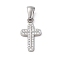 304 Stainless Steel Pendants, with Clear Cubic Zirconia, Cross Charms, Stainless Steel Color, 18.5x10.5x2mm, Hole: 5.9x2.7mm