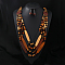 Bohemian Style Wood Beaded Multilayer Necklaces & Dangle Earrings Sets, Oval, Saddle Brown, 800mm
