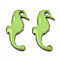 201 Stainless Steel Enamel Charms, Sea Horse, Stainless Steel Color, Green Yellow, 15x7x1mm, Hole: 1.2mm